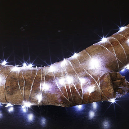 2 x Fairy Lights Battery Operated,Silver Wire Chains 8 Mode 16Ft/5Meter 50 LEDs Timer String Lights