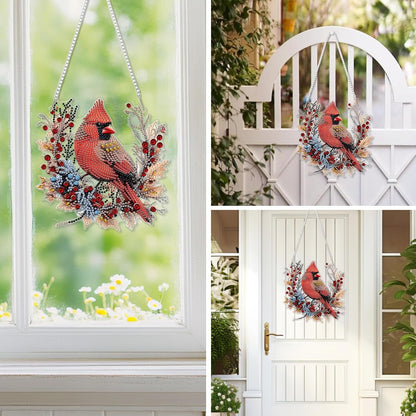 EOBROMD Diamond Hanging Art Kits for Adults Cardinal Birds, Suncatcher Diamond Art Painting, DIY