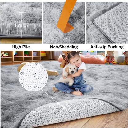 Rezutan Rugs for Living Room, Area Rug 4x6 Fluffy Rug Carpet, Soft Shaggy Modern Floor for Kids
