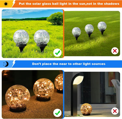 Solar Globe Lights Outdoor Waterproof-Solar Balls-Solar Garden Lights-Orbs for Outside 4 Pack