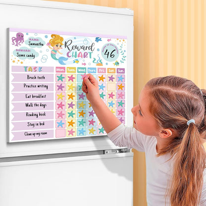 Reward Chart for Kids,Magnetic Behavior Chore Chart for Kids at Home,26 Mermaid Chore Charts,1960