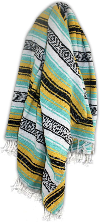Del Mex Classic Mexican Blanket, Large Authentic Woven Falsa Throw (70"x50"), Artisan Southwest