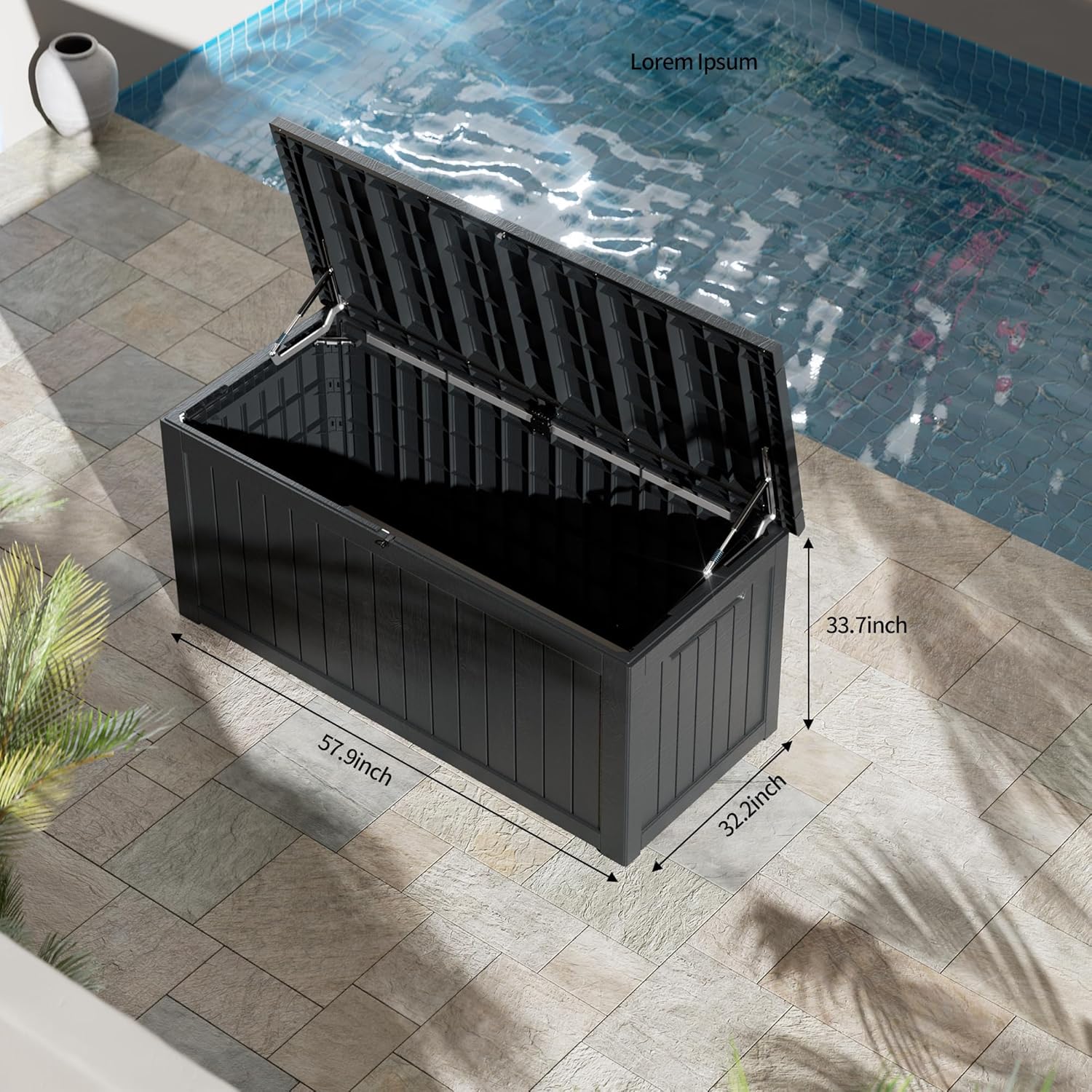 270 Gallon Lockable Resin Deck Box, Waterproof & UV-Resistant Outdoor Storage Box for Outdoor