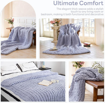 Chunky Knit Blanket - Luxury Soft Cozy 60 * 80 Throw Blanket,100% Woven Blanket Rope Knot Throw