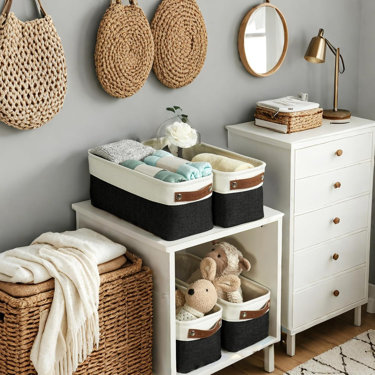 DECOMOMO Narrow Storage Bins Small Baskets for Organizing Bathroom, Toilet Tank, Towel Storage