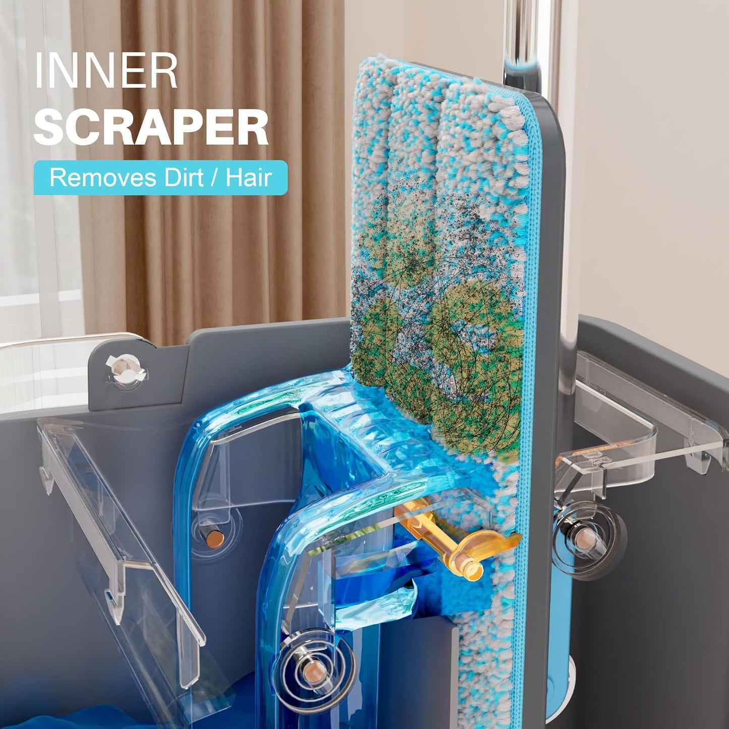 JOYMOOP Mop and Bucket Set with Wringer, with 3 Reusable Microfiber Mop Pads, Mops for Floor