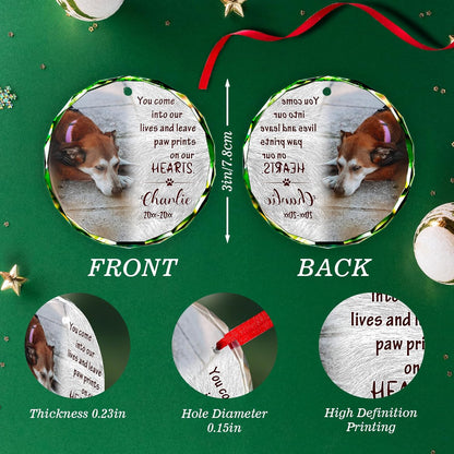 Personalized Memorial Pet Glass Ornament - Custom Picture Christmas Ornaments, Dog Forever in Our
