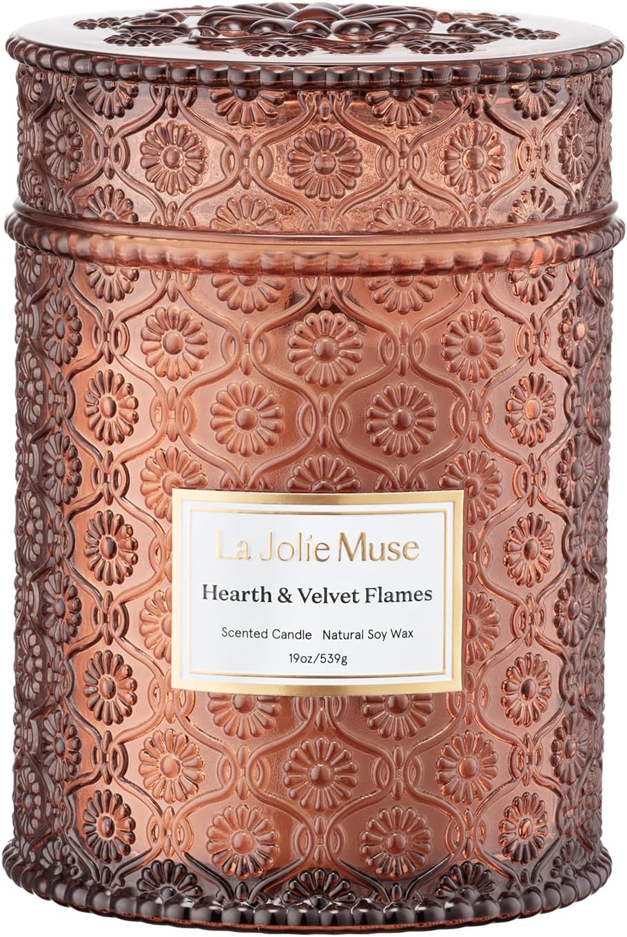 LA JOLIE MUSE Hearth & Velvet Flames Candle - Saffron, Clove, Vanilla | 19 oz Large Wooden Wick