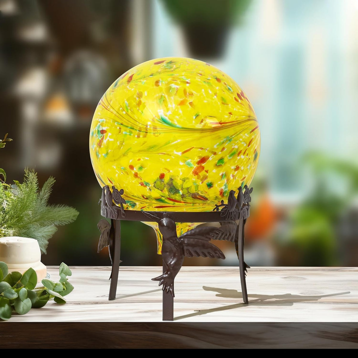 Gazing Ball 10 inch Colorful Glass Gazing Ball for Garden Decor, Indoor Outdoor Glass Gazing Globe