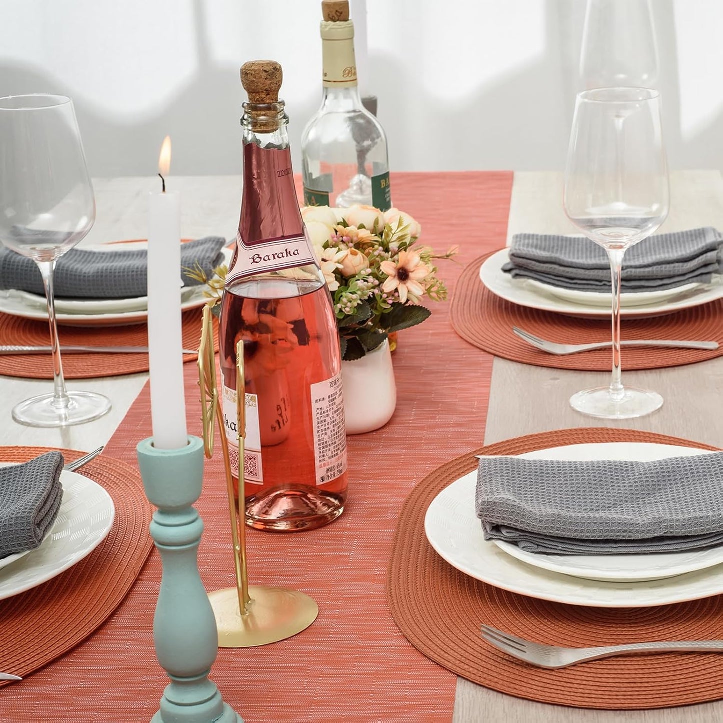 AHHFSMEI Placemats Set of 6 for Dining Table Washable Woven Vinyl Non-Slip 18x12 inches Placemat