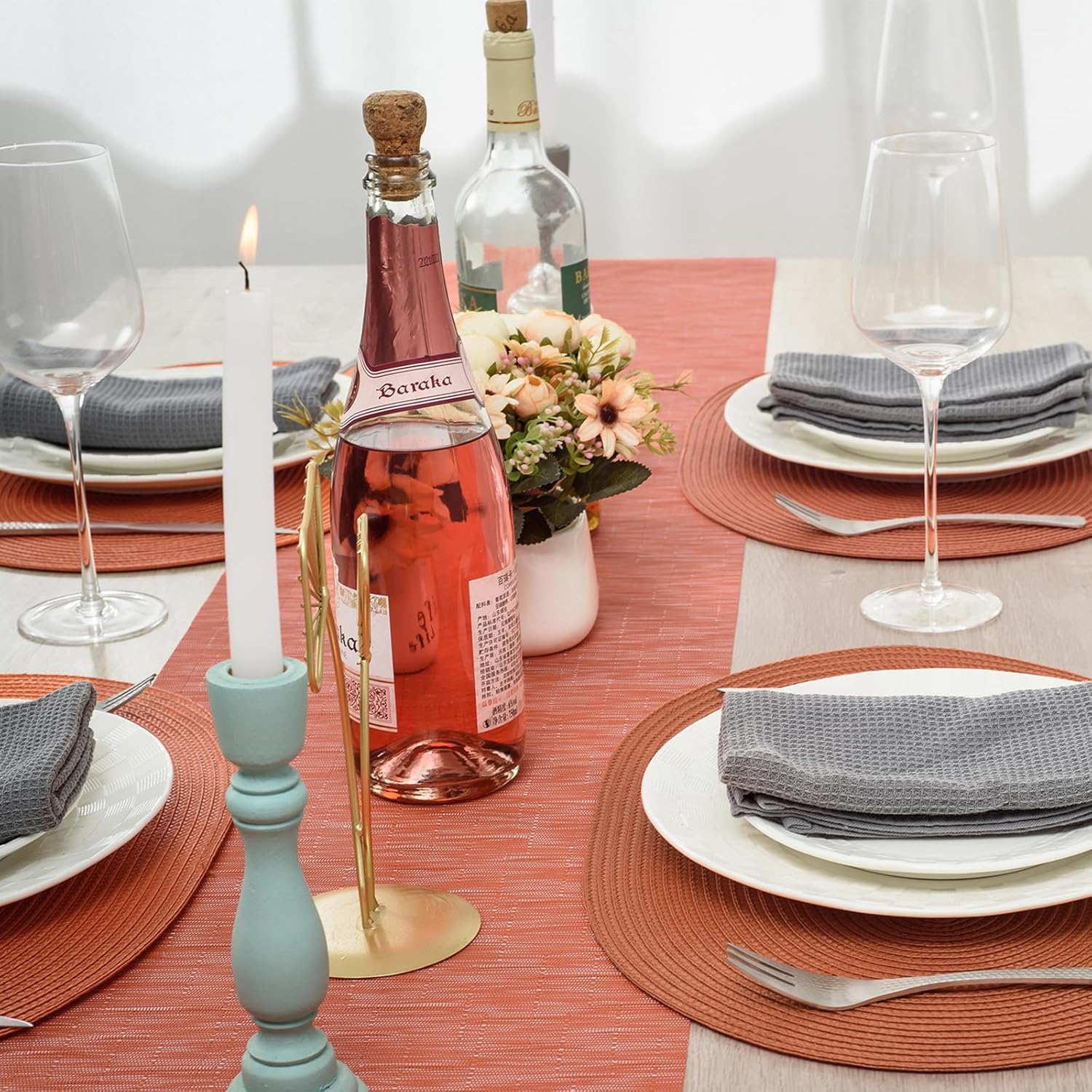 AHHFSMEI Placemats Set of 6 for Dining Table Washable Woven Vinyl Non-Slip 18x12 inches Placemat