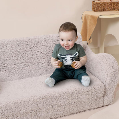 Kids Extra Wide Chairs for Toddler, 2-in-1 Toddler Soft Sherpa Couch Fold Out, Convertible Sofa to