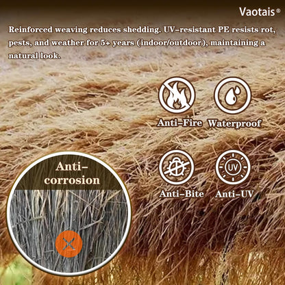 Realistic Synthetic Thatch Roll Sun-Bleached Yellow - 18 & 30 Inch Widths - Reinforced Weave for