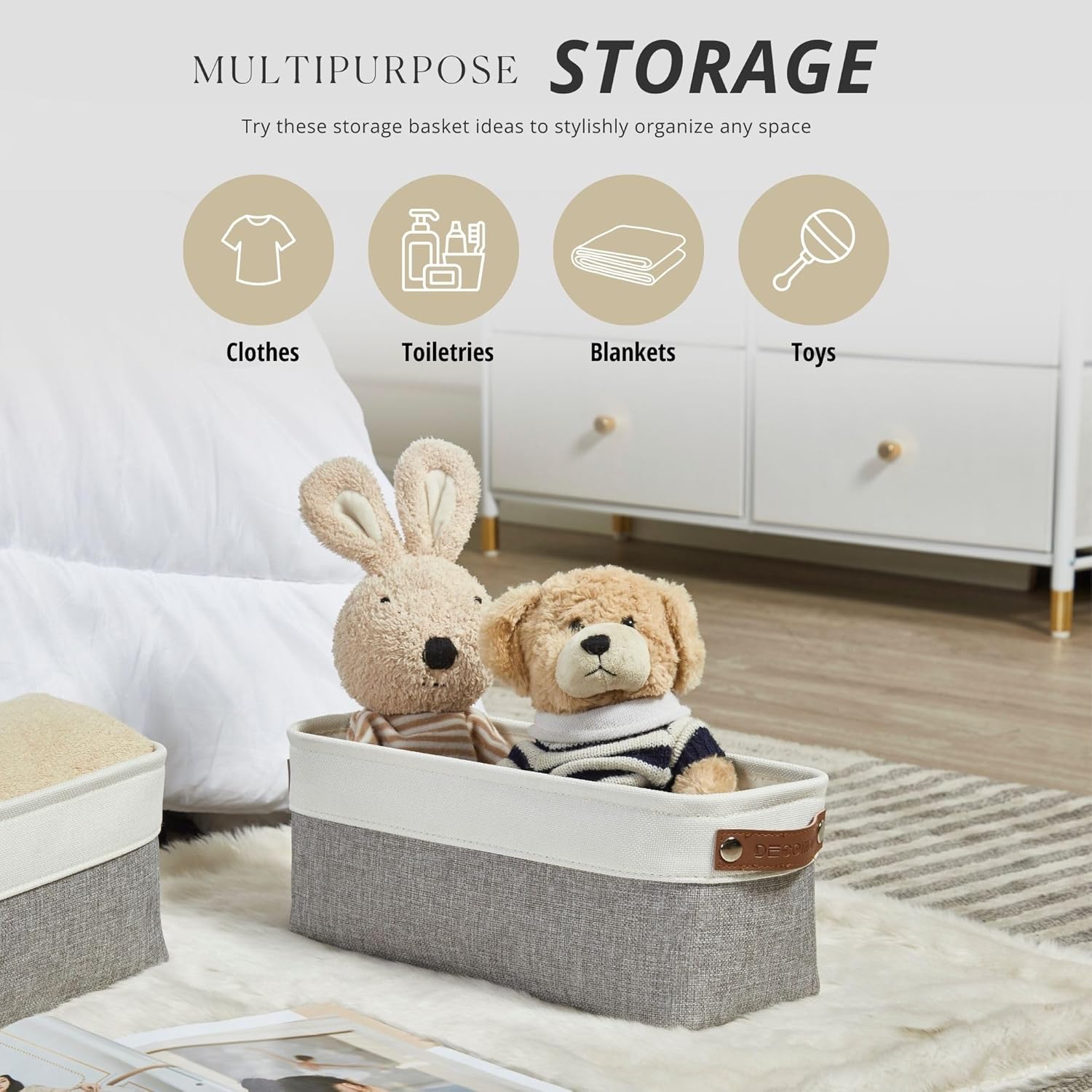 DECOMOMO Narrow Storage Bins Small Baskets for Organizing Bathroom, Toilet Tank, Towel Storage