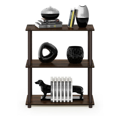 Furinno TURN-N-TUBE Storage Shelves, 3-Tier Book Shelf, Corner Shelf, Toolless Open Shelves, for
