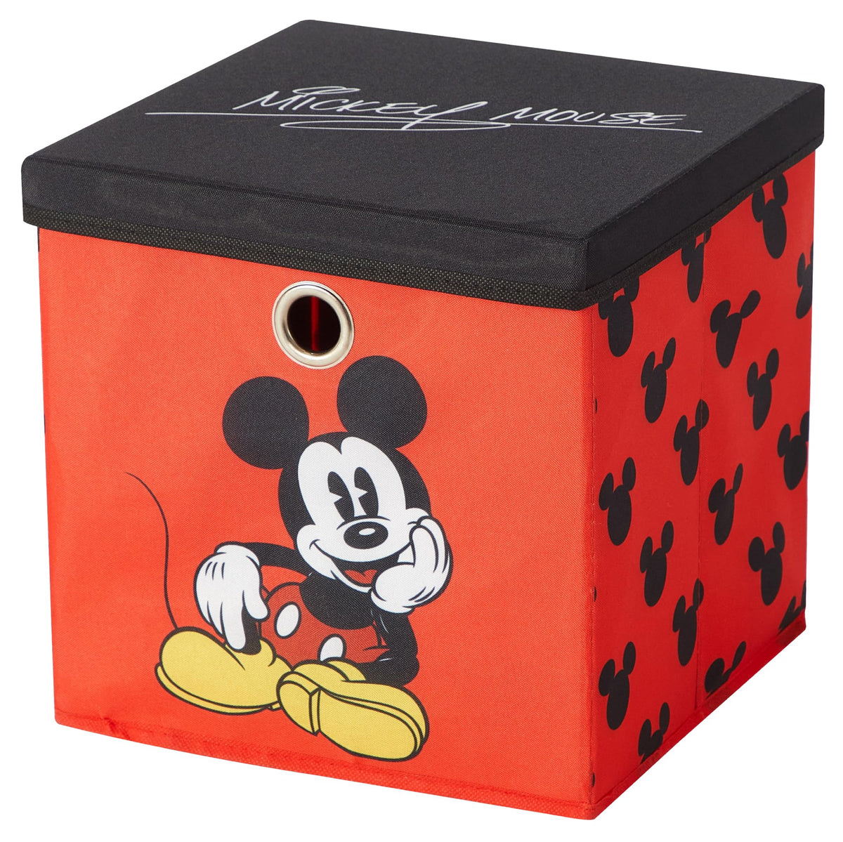 Disney Mickey Mouse Collapsible Storage Cube with Lid, Foldable Fabric Storage Bin for Clothes