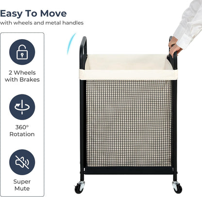 STO STO Laundry Hamper, 90L Rolling Laundry Sorter Cart with Removable and Washable Liner Bag