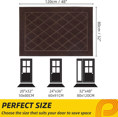 JSEI Dirt Trapper Door Mat 32"x48", Non-Slip Washable Entryway Mats, Dog Door Mat, Stain Resistant