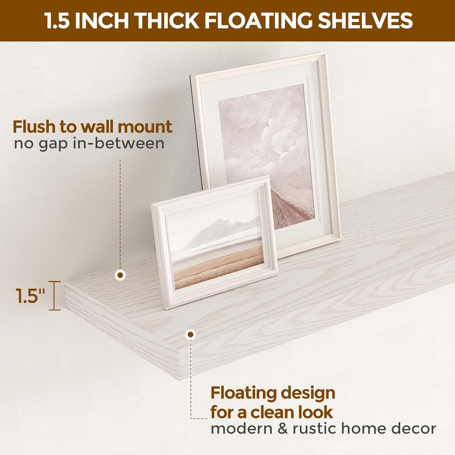 24 x 9 Floating Shelves, 9 Inch Deep Floating Shelf Wall Mounted, 24 Inch Bathroom Shelves Set of