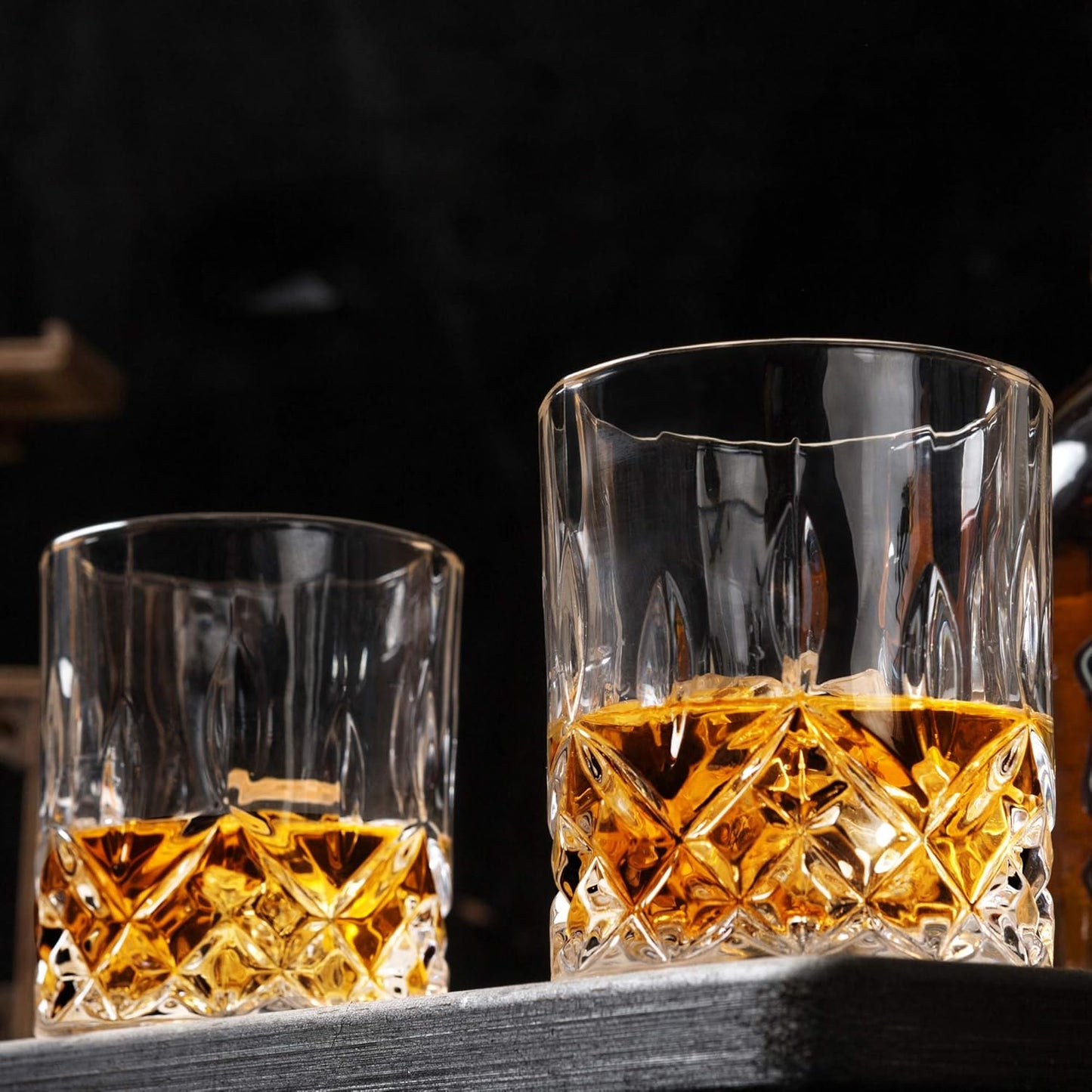 KANARS Old Fashioned Whiskey Glasses with Luxury Box - 10 Oz Rocks Barware For Scotch, Bourbon
