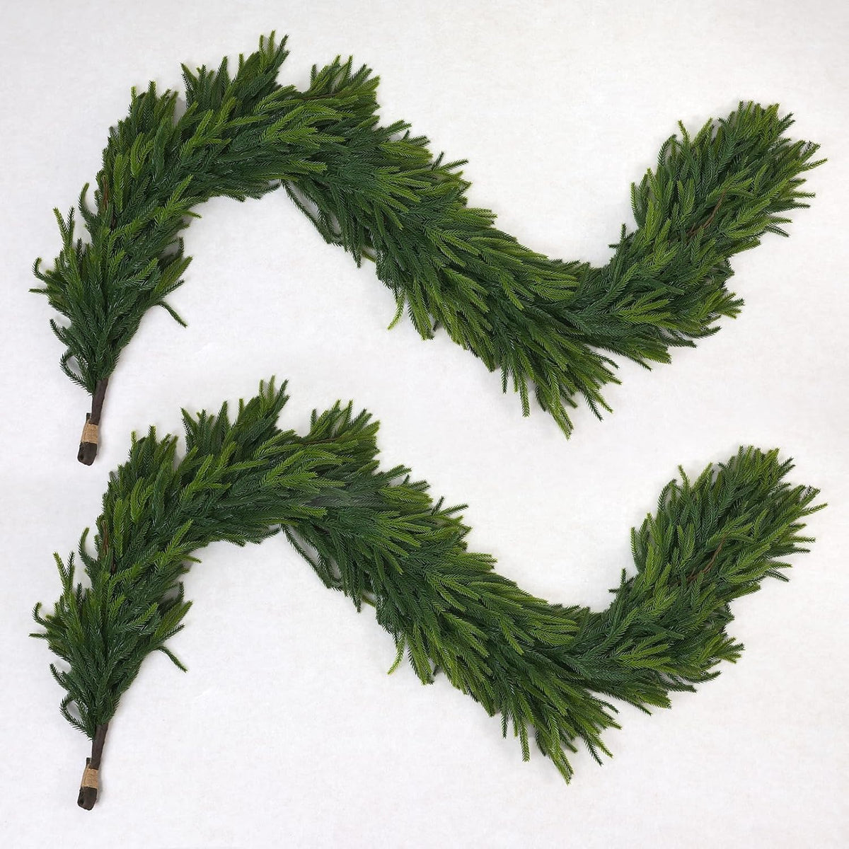 6FT Artificial Norfolk Pine Garland 2 Pack – Dense Green Christmas Garland, Real Touch Holiday