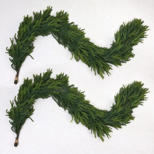6FT Artificial Norfolk Pine Garland 2 Pack – Dense Green Christmas Garland, Real Touch Holiday