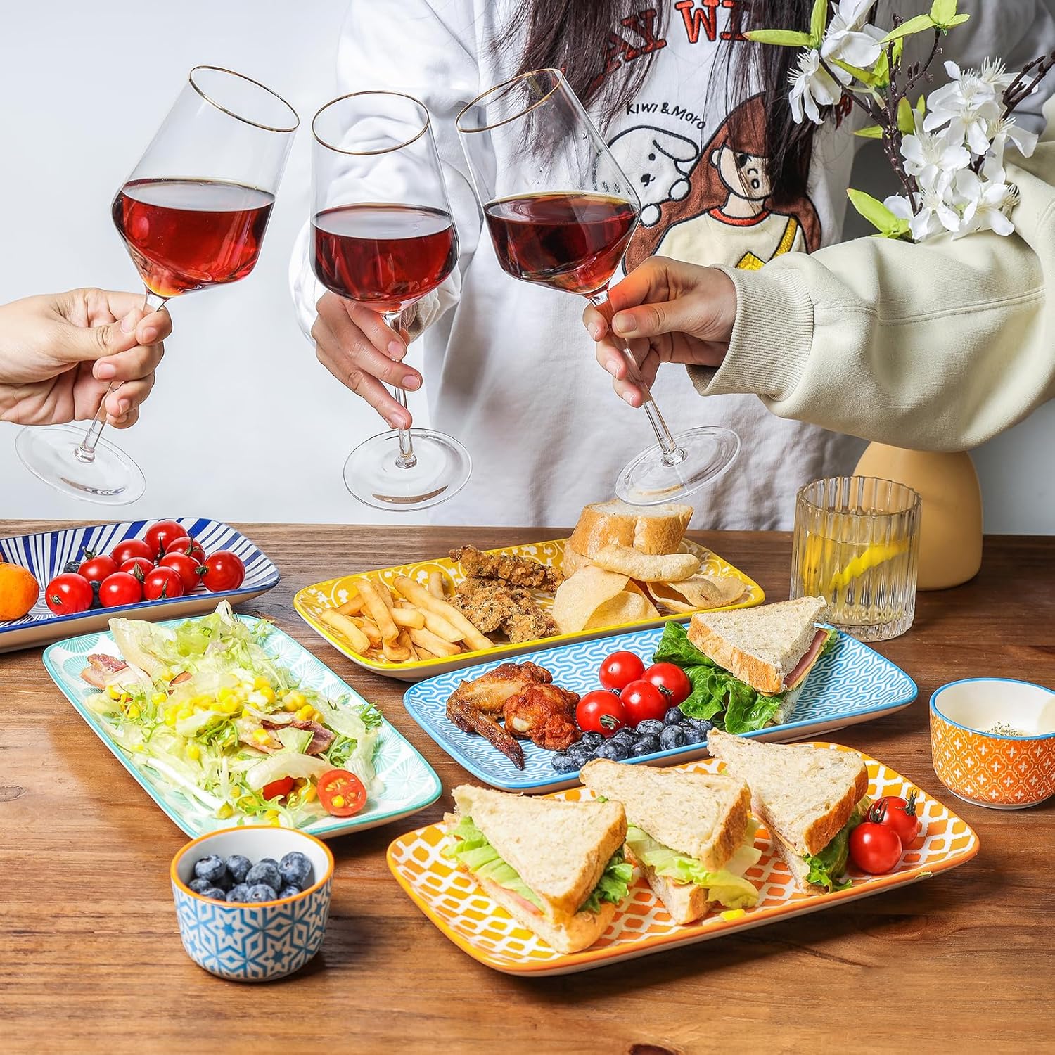 Selamica Ceramic Serving Platters, 12 Inch Serving Trays for Party Entertaining, Large Rectangular