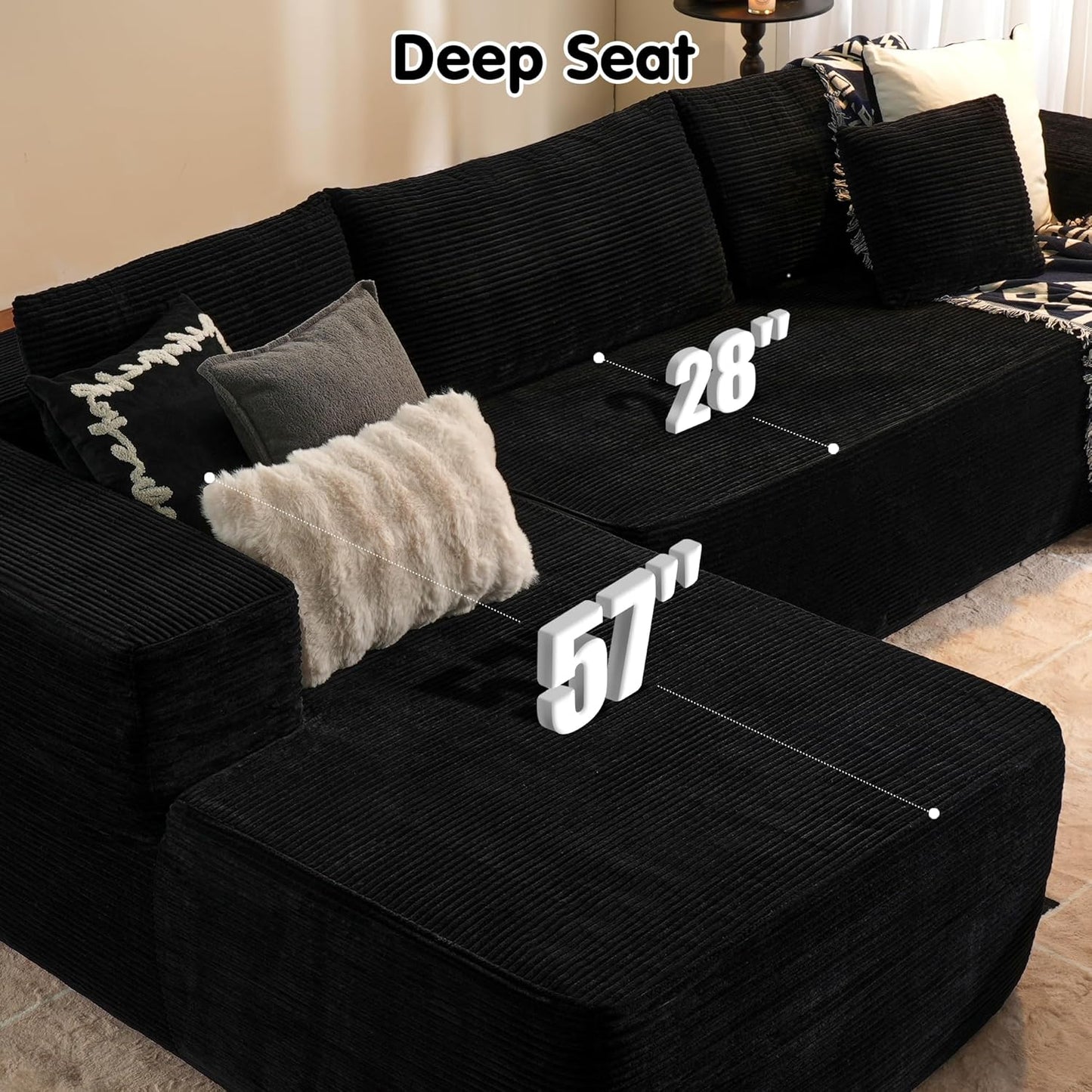 ovios 104" Cloud Sectional Couch with L-Shape Chaise,Modern Modular Sofa with Deep Seat