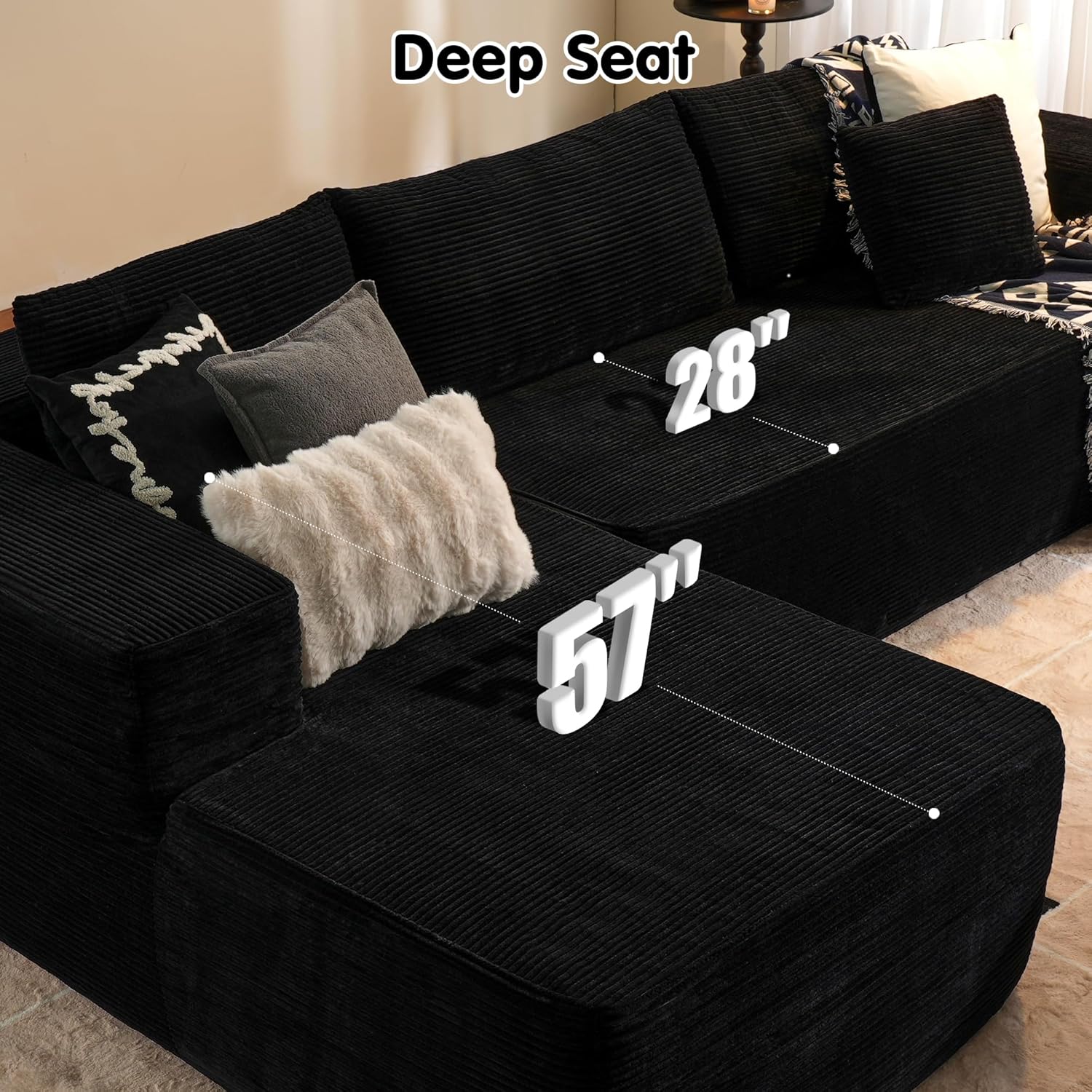 ovios 104" Cloud Sectional Couch with L-Shape Chaise,Modern Modular Sofa with Deep Seat