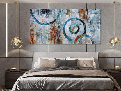 Arjun Abstract Wall Art Geometric Canvas Circle Painting Modern Grey Brown Picture Simple Artwork