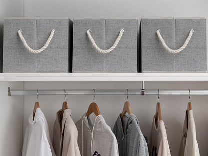StorageWorks Storage Baskets for Shelves, Foldable Fabric Closet Storage Bins with Handles, Fabric