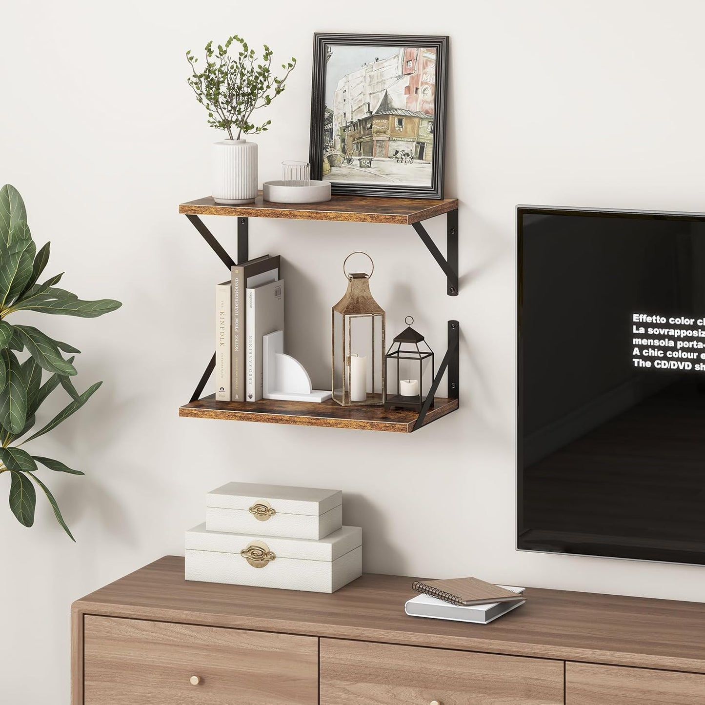 10 Inch Deep Floating Shelves, Floating Shelf 16 Inch Long, 16"W x 10"D Wall Shelves Set of 2, Deep