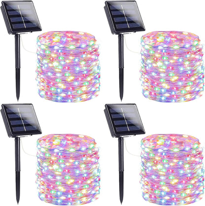 Extra-Long Solar String Lights Outdoor, 4-Pack 400 LED Solar Fairy Lights for Outside Waterproof