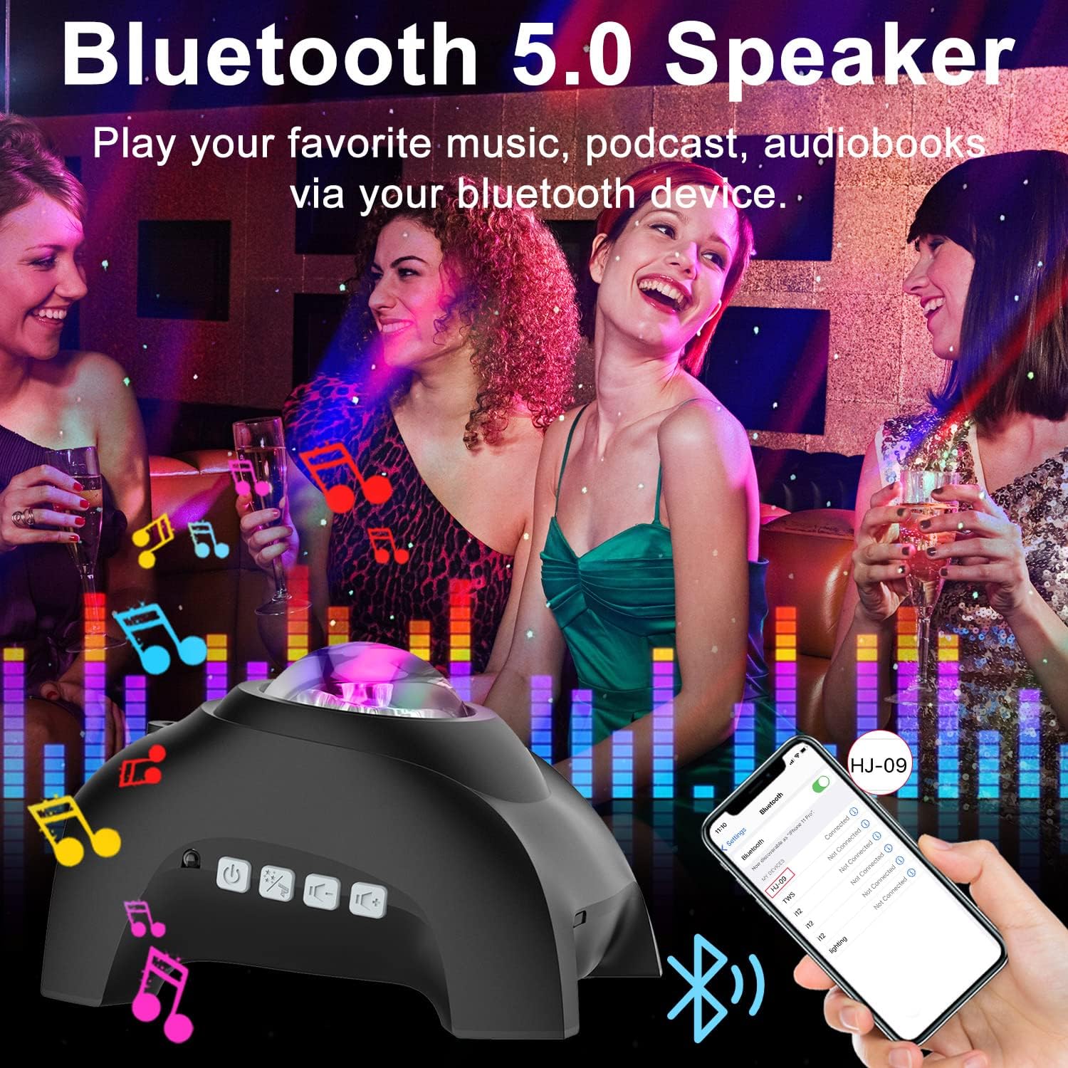 Star Projector, Northern Galaxy Aurora Lights Projector with 33 Light Effects Bluetooth Speaker &