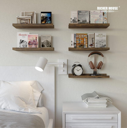 RICHER HOUSE 5 Set Floating Shelves for Wall Decor, Wall Mounted Book Shelf, Nursery Shelves
