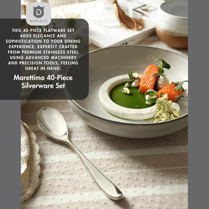 Silverware Set for 8 | 18/10 Stainless Steel Flatware Set | Mirror Finish, Heavy-Duty, Dishwasher