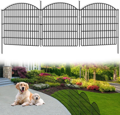 10 Panels No Dig Decorative Outdoor Garden Fence for Yard, 33in (H) x 24ft (L) Animal Barrier