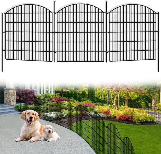 10 Panels No Dig Decorative Outdoor Garden Fence for Yard, 33in (H) x 24ft (L) Animal Barrier