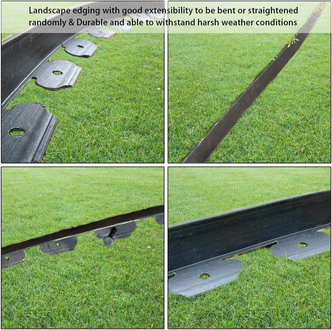 49FT Landscape Edging, 4 in Tall Garden Edging Borders with 75 Spikes,Flexible No Dig Lawn Edging