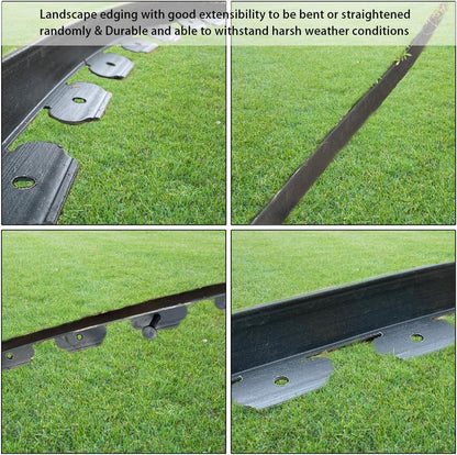 49FT Landscape Edging, 4 in Tall Garden Edging Borders with 75 Spikes,Flexible No Dig Lawn Edging