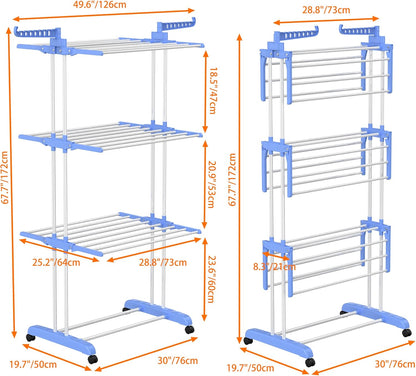 HOMIDEC Clothes Drying Rack, Large 4-Tier Foldable Drying Rack Clothing(67.7H x 19.7W x 30L