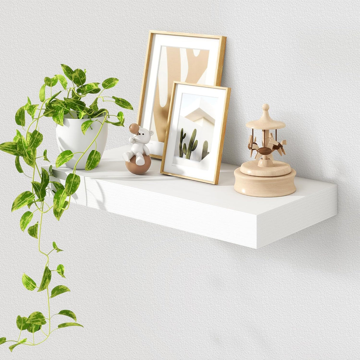 Deep Floating Shelves for Wall | 24 Inch Wide x 12 Inch Deep White Floating Shelves | 24W x 12D
