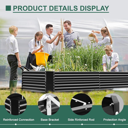 Land Guard 8x4x3ft Rectangular Galvanized Raised Garden Beds, Large-Capacity Metal Planter Box