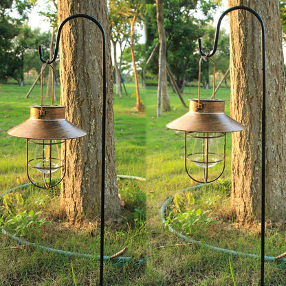 2 Pack Solar Lanterns, Outdoor Hanging Lights Metal with Shepherd Hook Warm White Edison Bulb