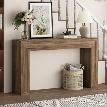 Rresyet 55 Inch Long Console Table, Sofa Table Behind Sofa, Wooden Entryway Table, Farmhouse