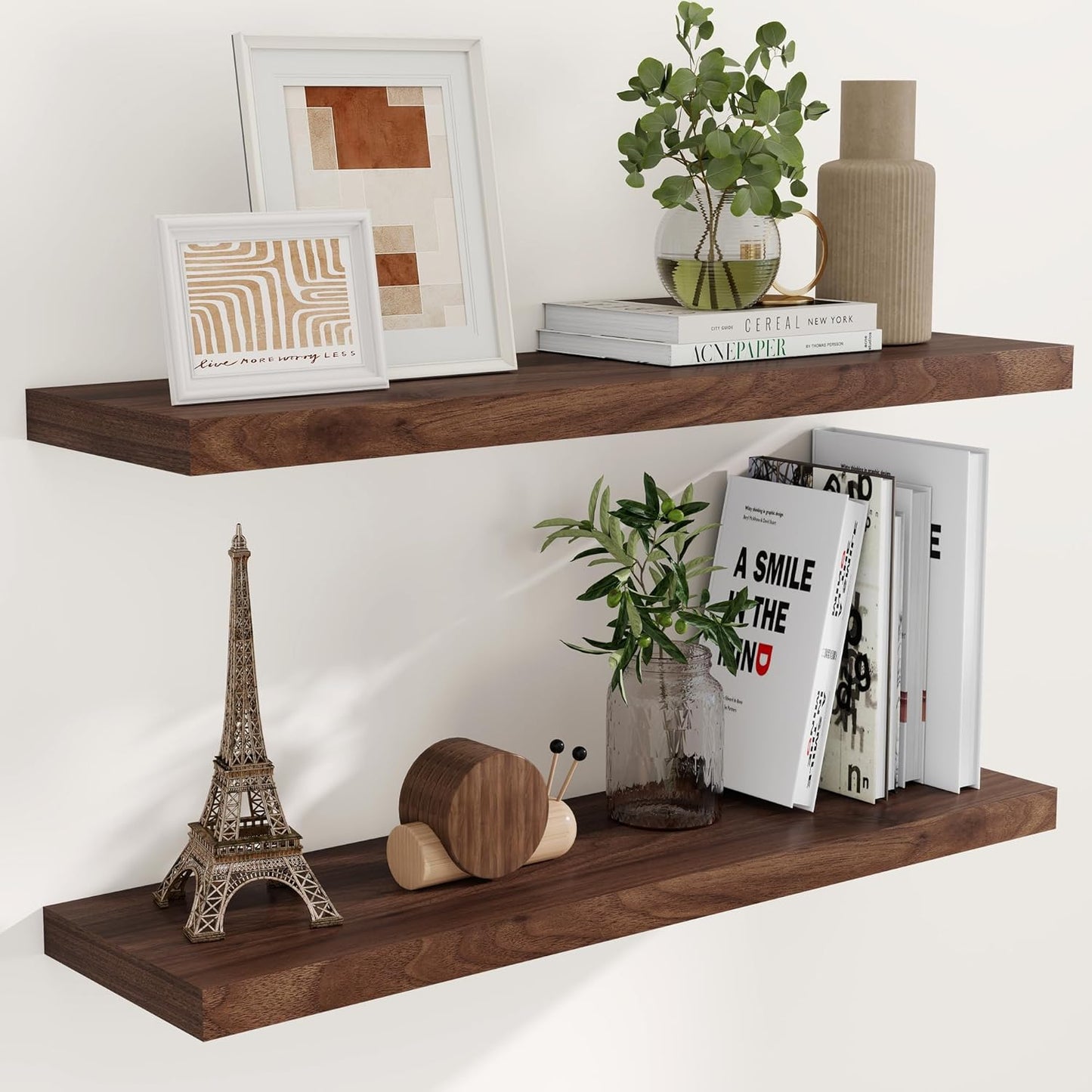 40 Inch Floating Shelvese, 40" W x 9" D Floating Shelf Set of 2, Farmhouse Wood Wall Shelves for