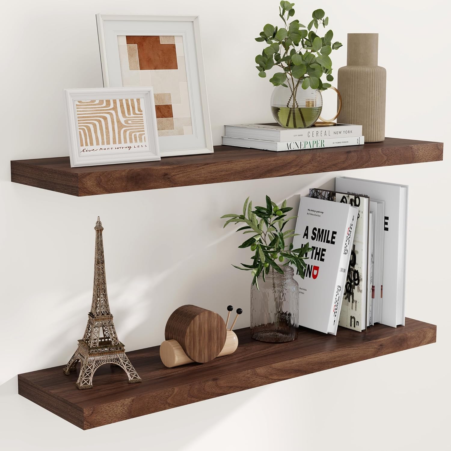 40 Inch Floating Shelvese, 40" W x 9" D Floating Shelf Set of 2, Farmhouse Wood Wall Shelves for