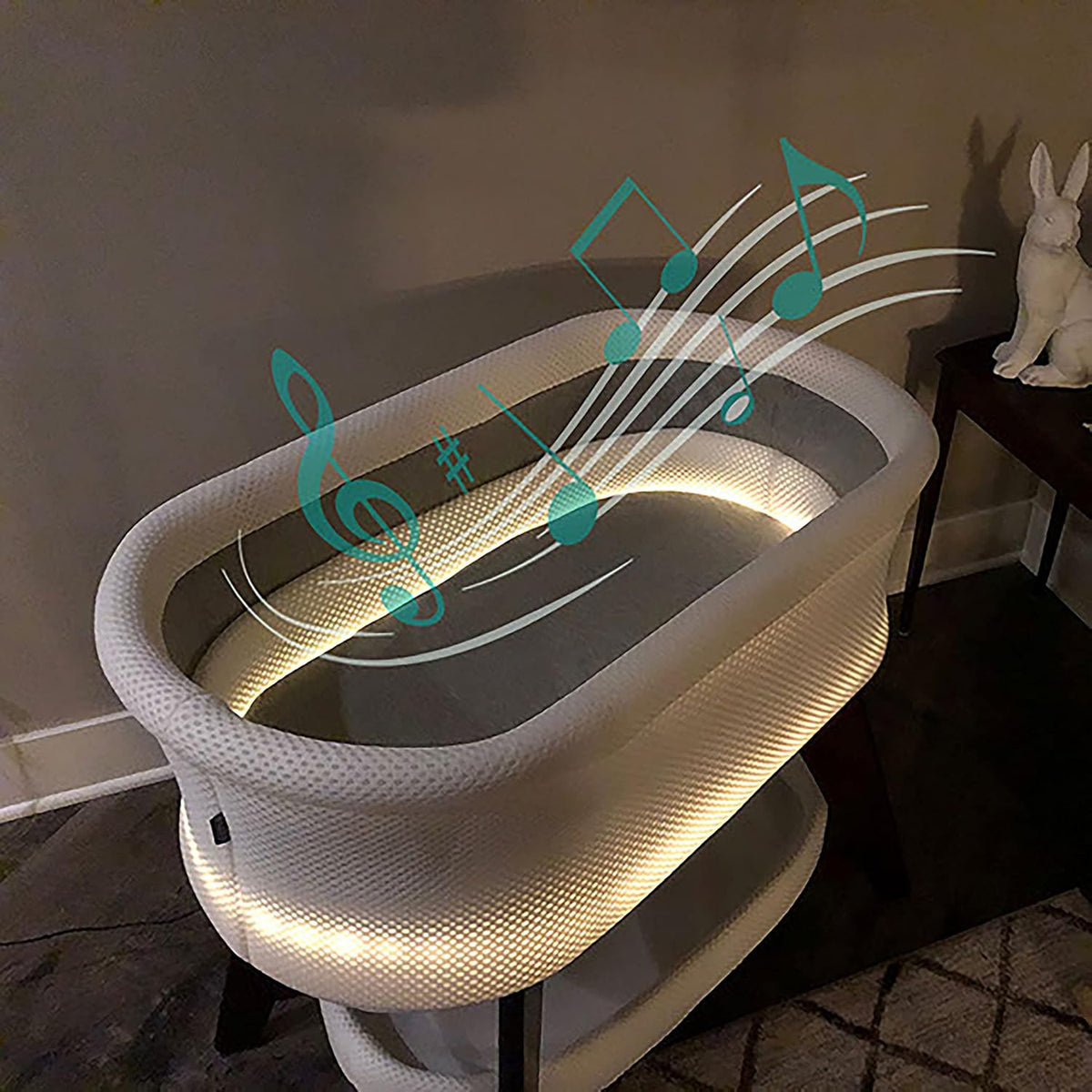 Evi Smart Baby Bassinet Beside Sleeper with Auto-Glide, Ambient Nightlight & Sensory Sounds