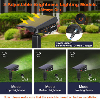Solar Spot Lights, IP65 Waterproof 40 LEDs Landscape Spotlights,USB & Solar Powered Wall Lights