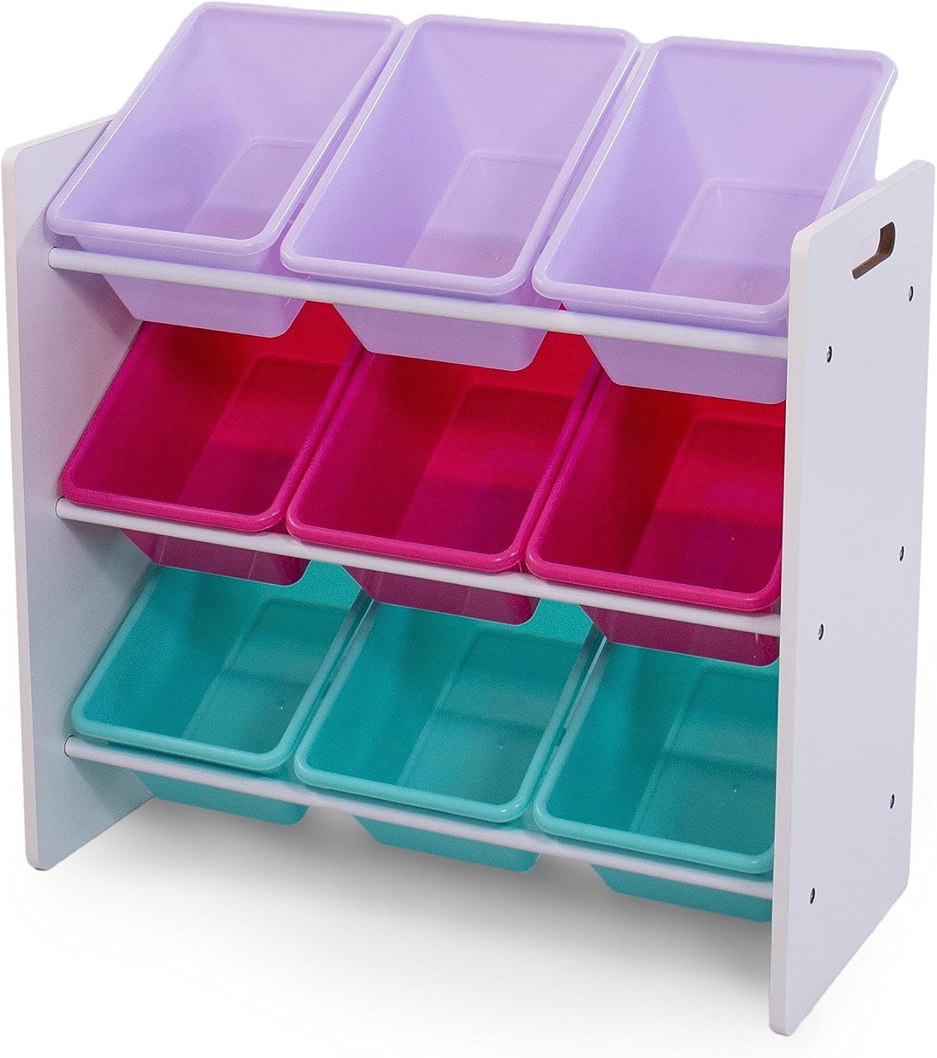 Humble Crew 9-Bin Toy Organizer – Forever Natural White/Pink/Purple/Aqua Plastic Bins, 3-Tier